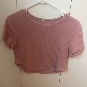 Pink Ribbed Crop Top